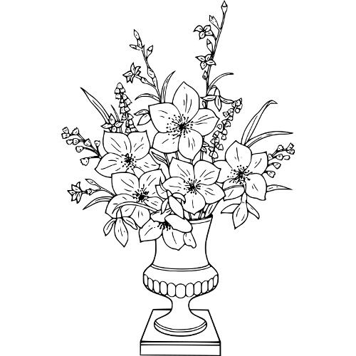 Online coloring book: Coloring book of flowers in a vase for mom